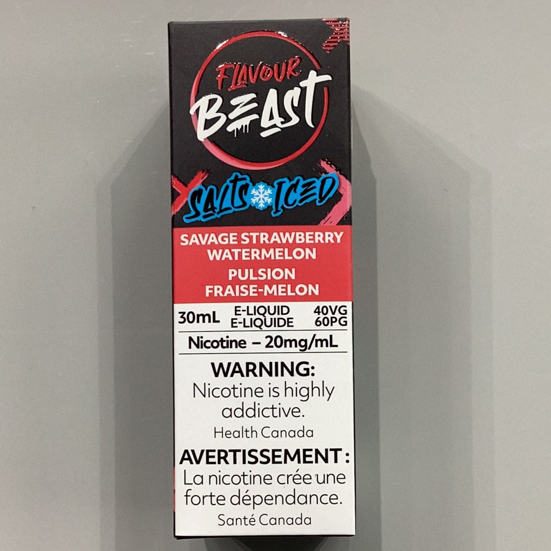 Flavour Beast Savage Strawberry Watermelon Iced Salts E-Liquid 30ml/20mg