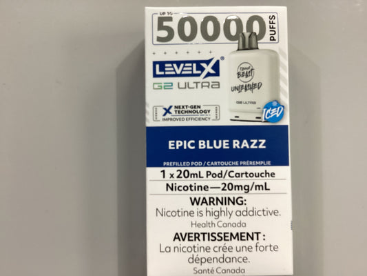 Level x unleashed pods 50k Epic Blue Razz