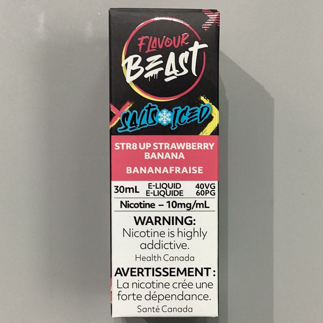 Flavour Beast Str8 Up Strawberry Banana Iced Salts E-Liquid 30ml/10mg