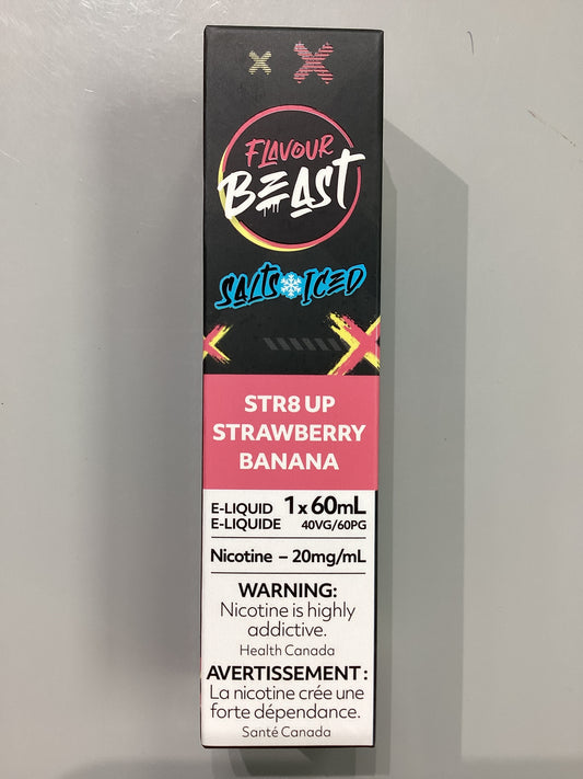 Flavour Beast Str8 Up Strawberry Banana Ice Salts E-Liquid 60ml/20mg