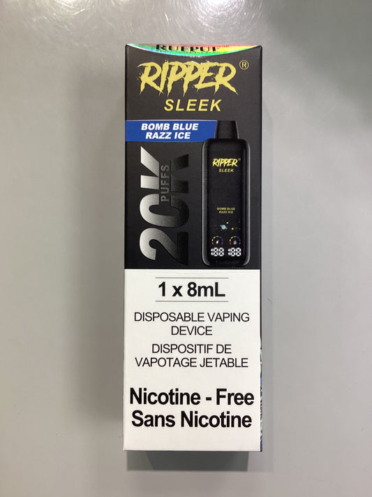 Ripper Sleek 20k Bomb Blue Razz Ice 8ml Zero Nic