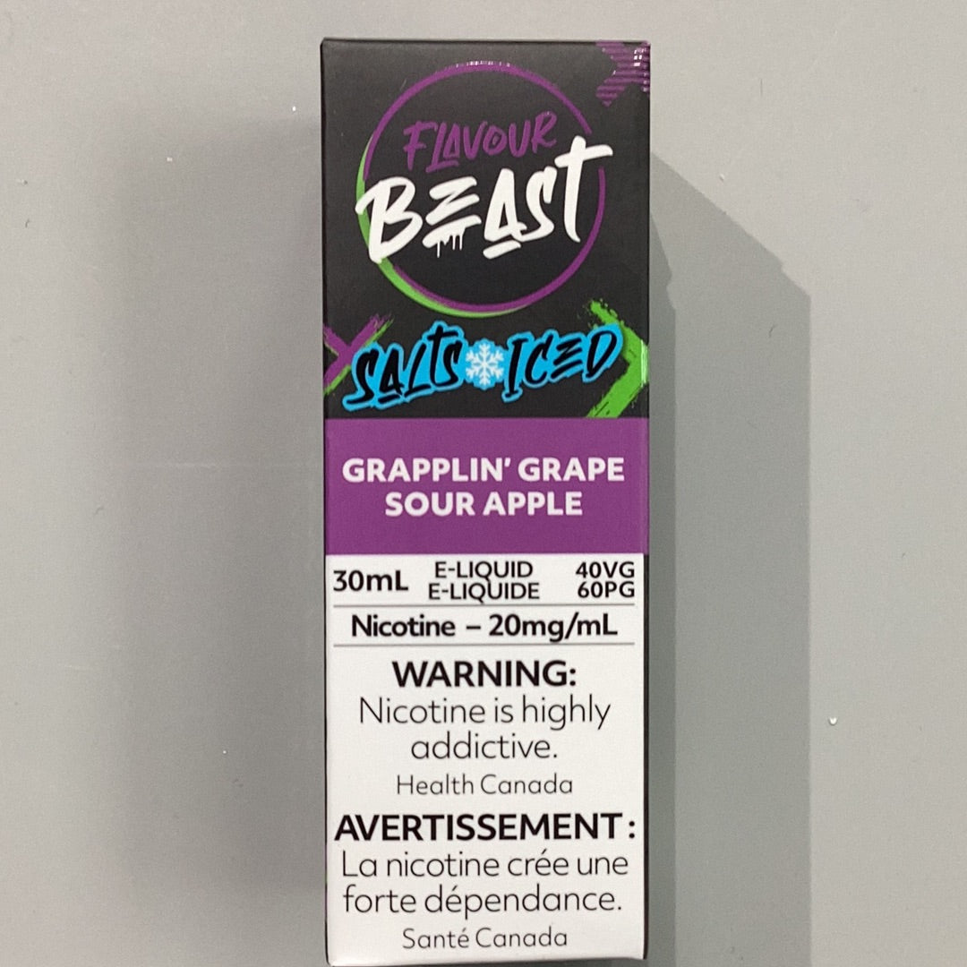 Flavour Beast Grapplin Grape Sour Apple Iced Salts E-Liquid 30ml/20mg