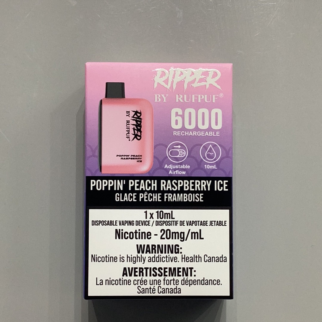 Ripper 6000 Poppin Peach Raspberry Ice