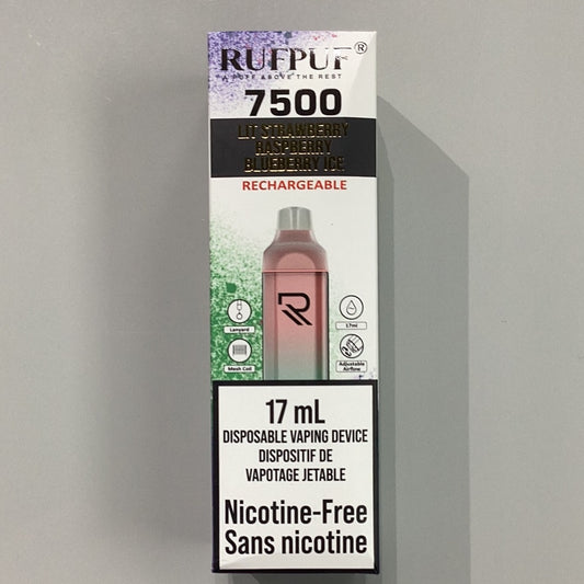 Rufpuf 7500 Lit Strawberry Raspberry Blueberry Ice - Zero Nic